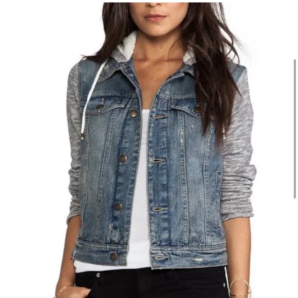 Free People denim jacket with hood